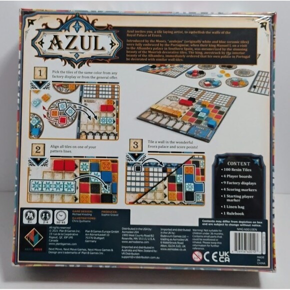 PLAN B GAMES AZUL STRATEGY TILE BOARD GAME NIB NEW IN BOX FACTORY SEALED - Picture 2 of 9